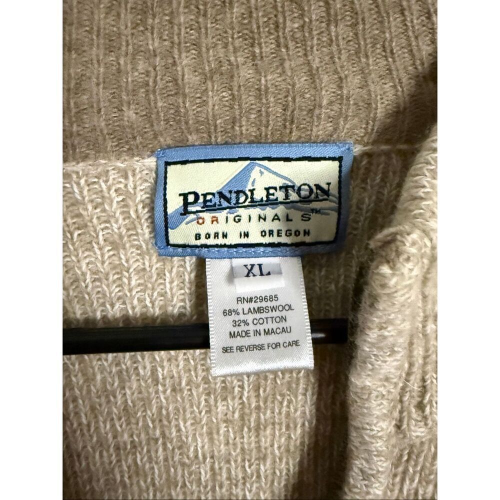 Pendleton Originals Men's Lambswool Blend Full Zip Cardigan Sweater Beige XL - Picture 5 of 5
